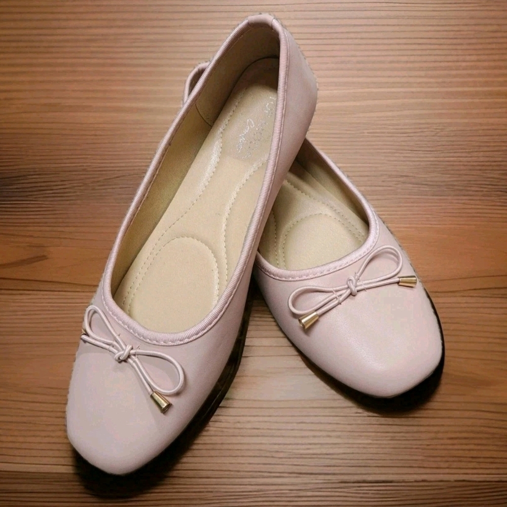 Elegant Pink Ballerina Flats Balletcore 🩰 Bow Accents Size 9